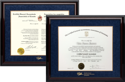 2x Glossy Mahogany Finish Wood Frames/ Cga Mb And Cga - Certified General Accountant (493x324), Png Download