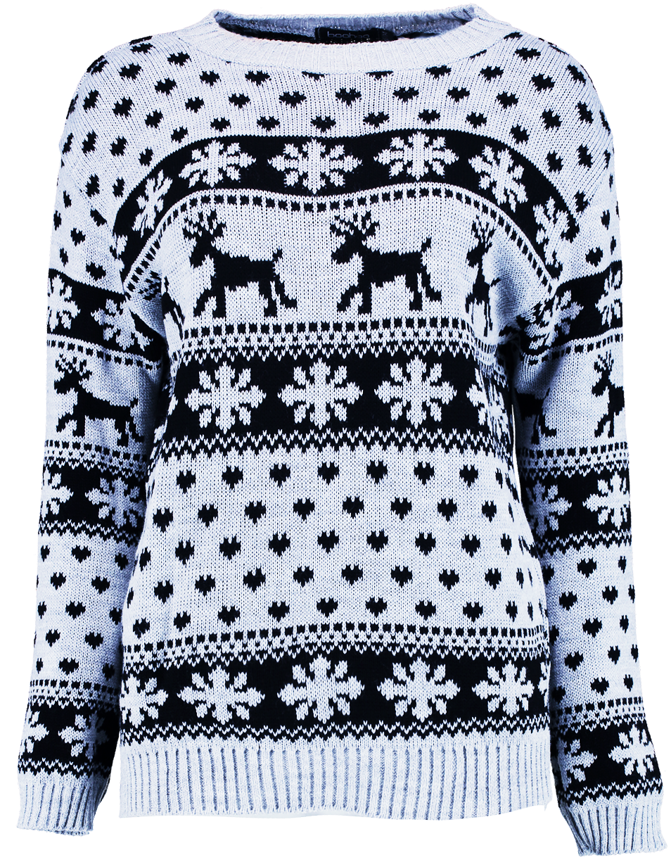 Womens Ladies Christmas Jumper Reindeer & Snowflake (1000x1500), Png Download