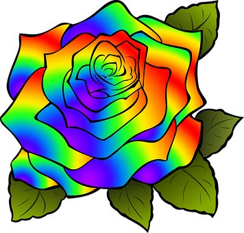 Rosa Flower Rainbow Psychedelic Pink Psych - Flor De Arcoiris Png (356x340), Png Download