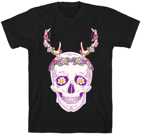 Flower Crown Skull Mens T-shirt - Am Small And Sensitive But Also Fight Me (484x484), Png Download
