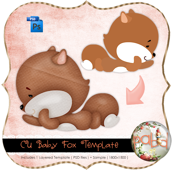 Baby Fox Layered Template By Peek A Boo Designs - Cartoon (600x600), Png Download