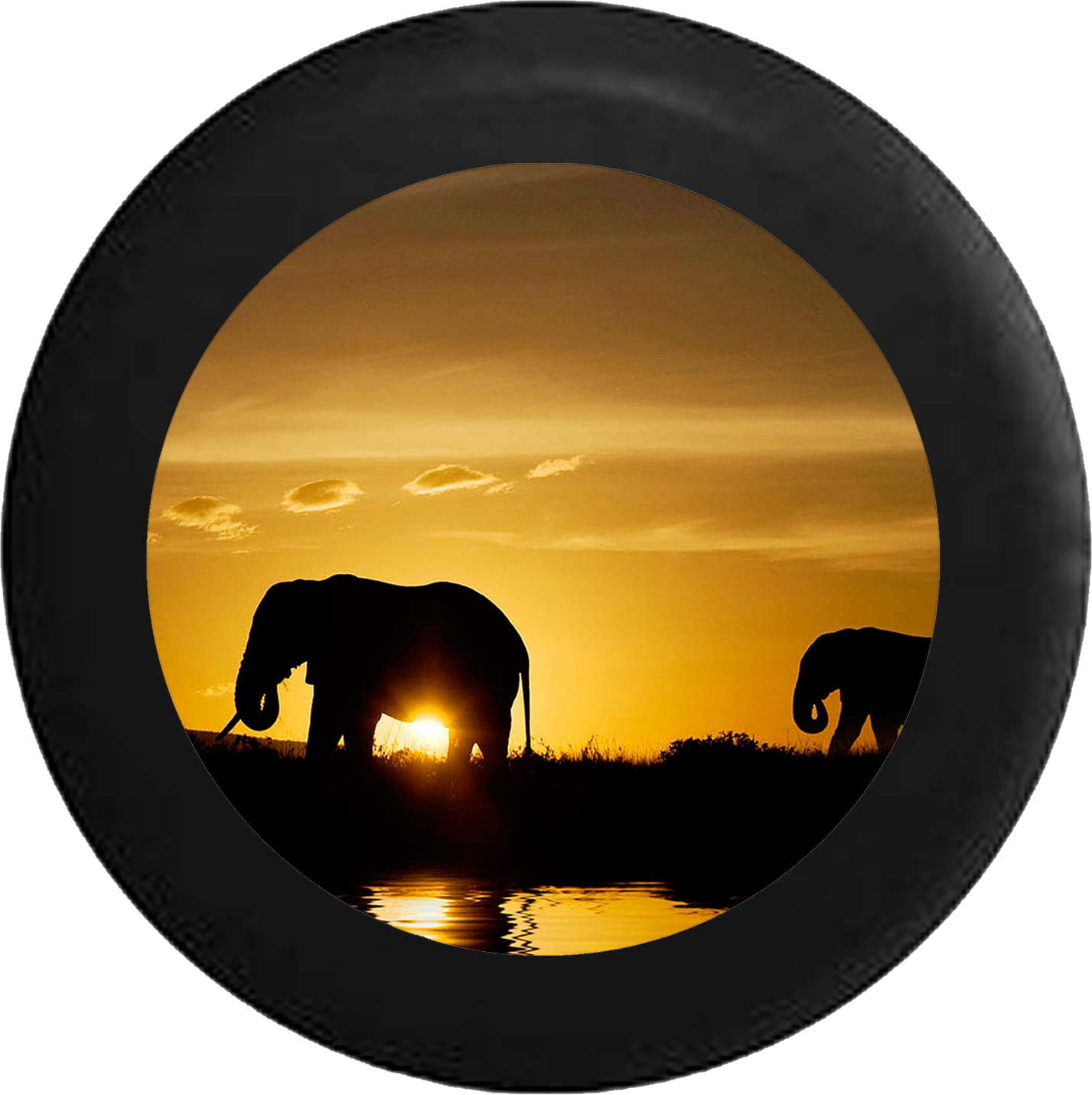 Silhouette Elephants Over The African Sahara Wildlife - Africa Backgrounds (1427x1431), Png Download
