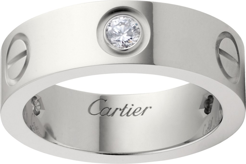 Love Ring, 3 Diamondswhite Gold, Diamonds - Cartier Ring White Gold Diamond (1024x684), Png Download