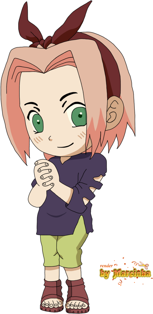 Render Sakura Haruno Childhood By Marcinha20-d4fd378 - Sakura Haruno Chibi Render (676x1183), Png Download