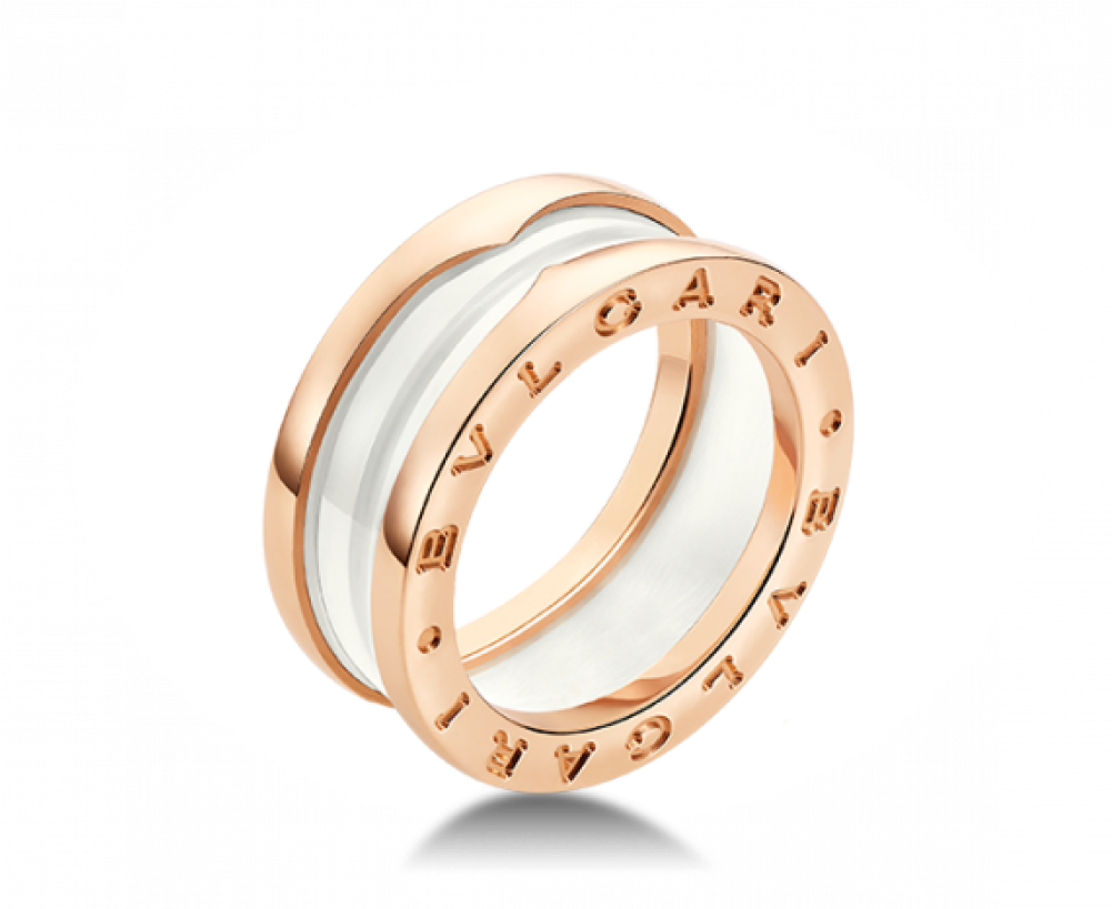 Bvlgari Ring - Bvlgari B.zero1 Two-band 18kt Pink-gold And Ceramic (1000x1231), Png Download
