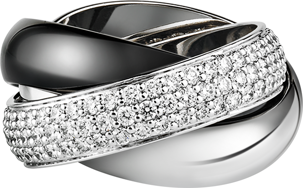 Trinity Ring, Ceramic, Lmwhite Gold, Diamonds, Ceramic - Trinity De Cartier Ring, Ceramic, Lm (1024x636), Png Download
