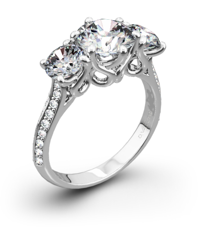 3 Stone Ring - 3 Stone 2 Ct Near White Moissanite Wedding Engagement (500x500), Png Download