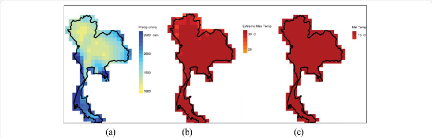 Climate Map Of Thailand , Maximum Temperature (b), - Atlas (850x273), Png Download