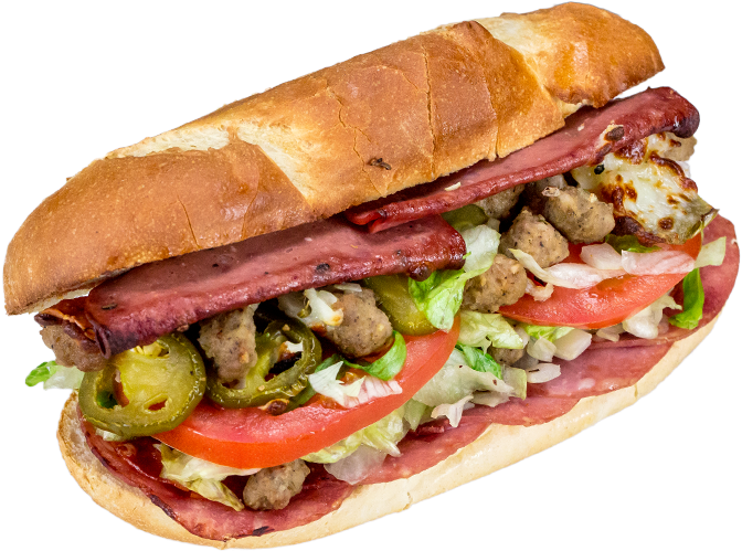 Super Ham And Cheese - Beef Sausage Sandwich Png (700x514), Png Download