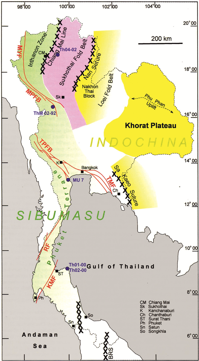 Sketch Map Of Thailand Showing Sample Localities And - Metamorphic In Thailand Map (903x1228), Png Download