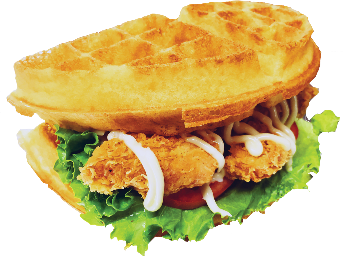 Chicken Waffle Sandwich - Chicken Waffle Sandwich Png (1200x1200), Png Download
