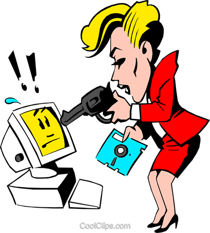 Cartoon Woman Pointing A Gun At Computer Royalty Free - Cartoon Woman (433x480), Png Download