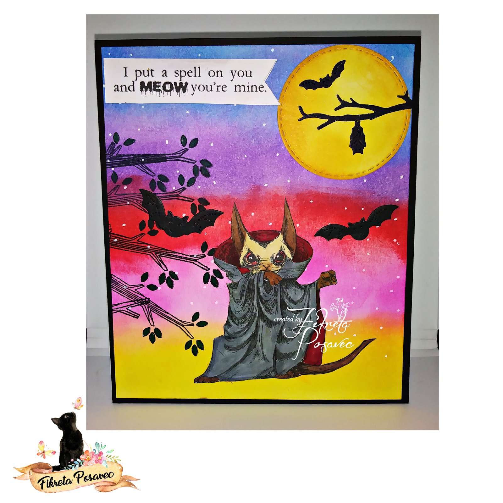 Cut Circle And Color It To Yellow, And I Added Bats - Cartoon (1600x1600), Png Download