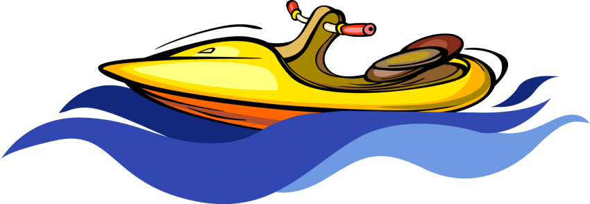Free Png White Jet Ski Png Images Transparent - Jet Ski Cartoon (850x294), Png Download