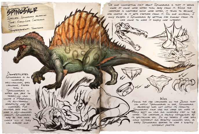Spinosaurus - Ark T Rex Dossier (800x532), Png Download