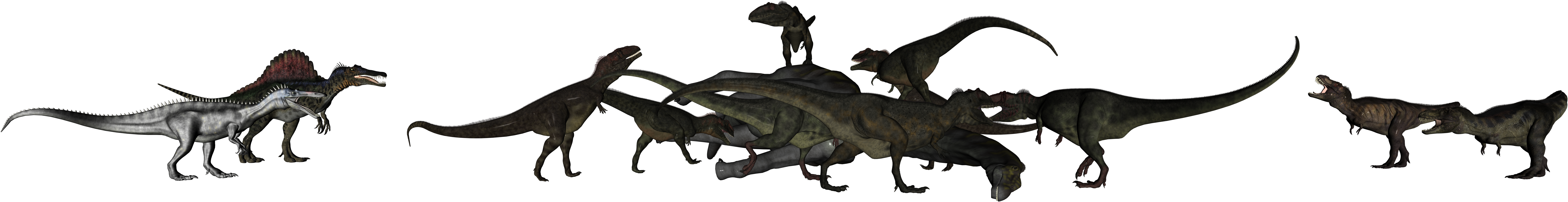 Giganotosaurs Eating Argentinosaurus - Mapusaurus Vs Argentinosaurus (10000x2500), Png Download