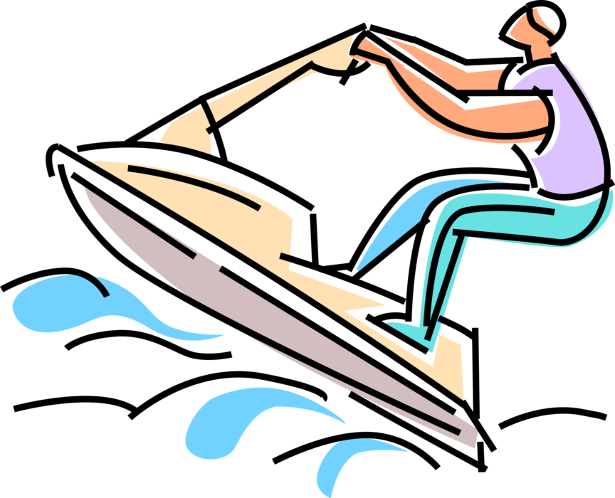 Vector Illustration Of Personal Watercraft Water Sports - Illustration (864x700), Png Download