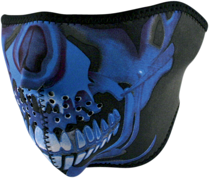 Zanheadgear Half Face Mask Osfm Blue Chrome Skull Zan (700x595), Png Download