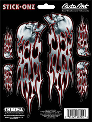Chroma Graphics Skull W/chrome Blades Stick-onz (450x450), Png Download