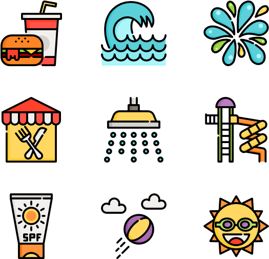 Water Park 40 Icons - Waterpark Icon Png (600x564), Png Download