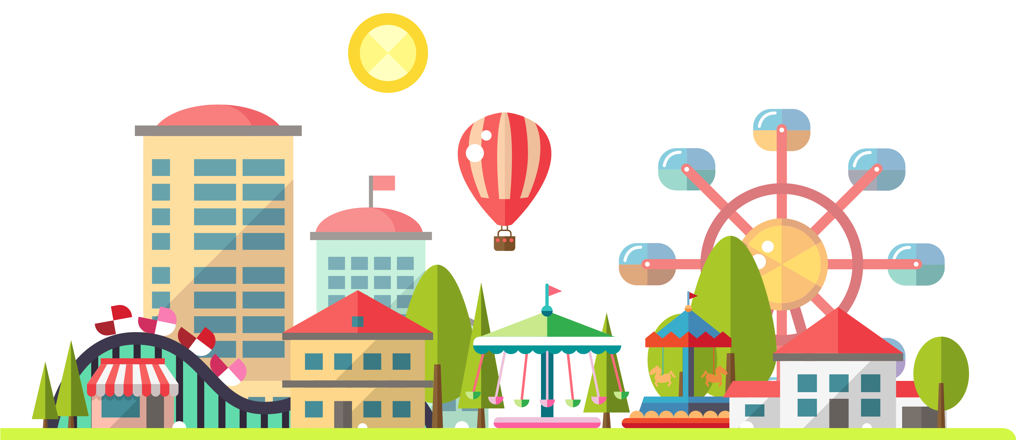 Amusement Park Clipart Sketch - Ferris Wheel (3508x2480), Png Download