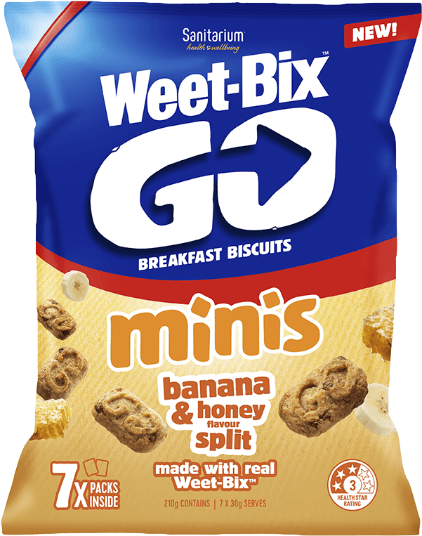 Weet-bix Go Minis Banana & Honey Flavour Split - Weet Bix Go Minis (1200x1000), Png Download