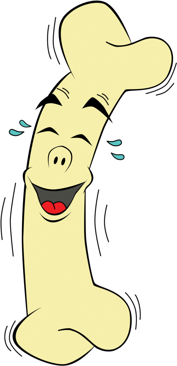 Funny Bone Mascot - Bone With A Face Cartoon (627x1275), Png Download