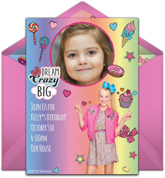 Jojo Siwa Photo Online Invitation - Jojo Siwa Invitations Party (650x650), Png Download