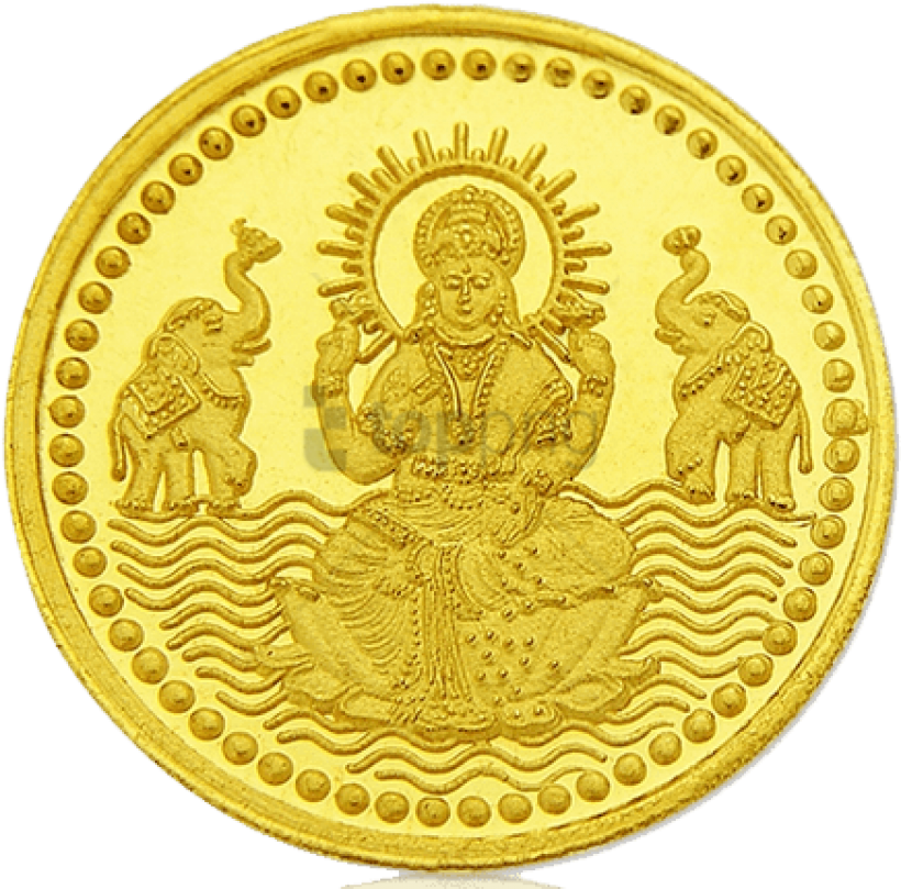 Lakshmi Gold Coin Png File - Gold & Silver Coins Png (452x432), Png Download