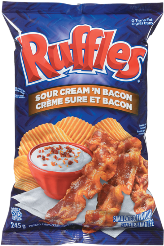 Ruffles Sour Cream & Bacon Potato Chips (800x800), Png Download