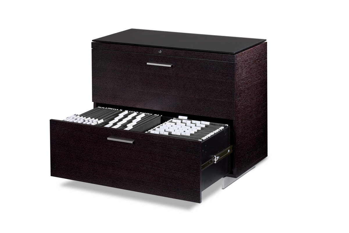 Sequel 6016 Lateral File Cabinet - Bdi Sequel 35'' X 18'' Natural Stained Cherry Two Drawer (1200x1200), Png Download