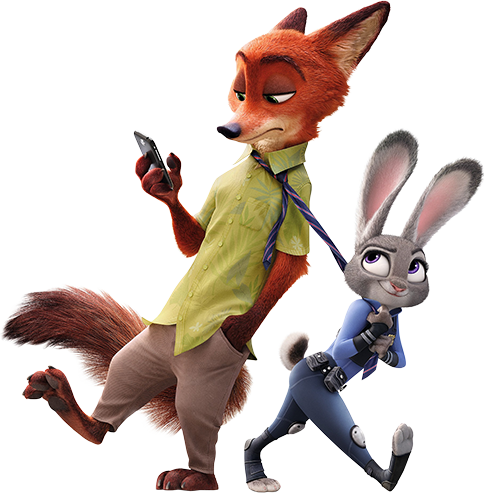 Judy Drags Nick - Nick And Judy Zootopia (484x493), Png Download