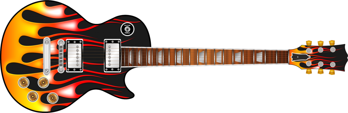 Hot Rod Flames Guitar Wrap Skin - Guitar (1200x392), Png Download