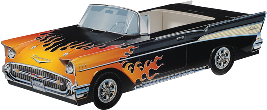 57 Chevy Flame Burn Hot Rod Paper Carton - 1957 Chevrolet (600x301), Png Download