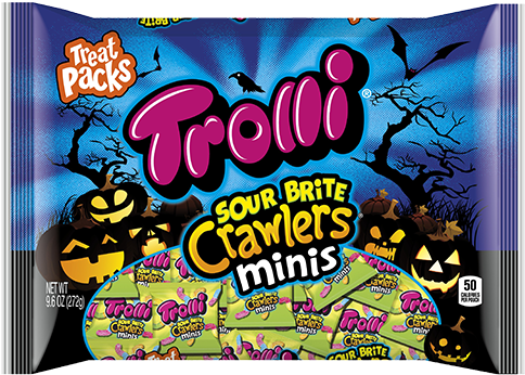 Trolli Sour Brite Crawlers Minis Treat Packs - Trolli Gummi Candy, Sour Brite Crawlers - 3.5 Oz Box (500x500), Png Download