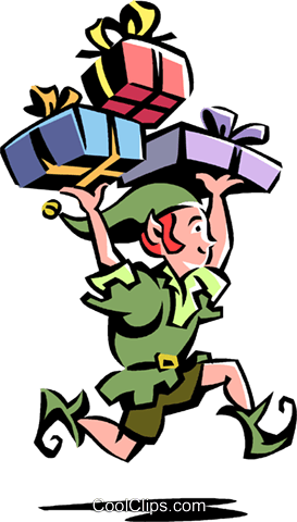 Duende Do Papai Noel Com Presentes De Natal Livre De - Santa's Elves Running (273x480), Png Download