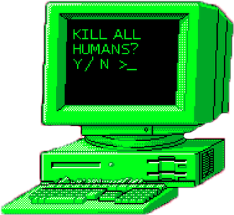Computer Mine Green Humans Png Transparent Translucent - Green Computer Transparent (500x595), Png Download