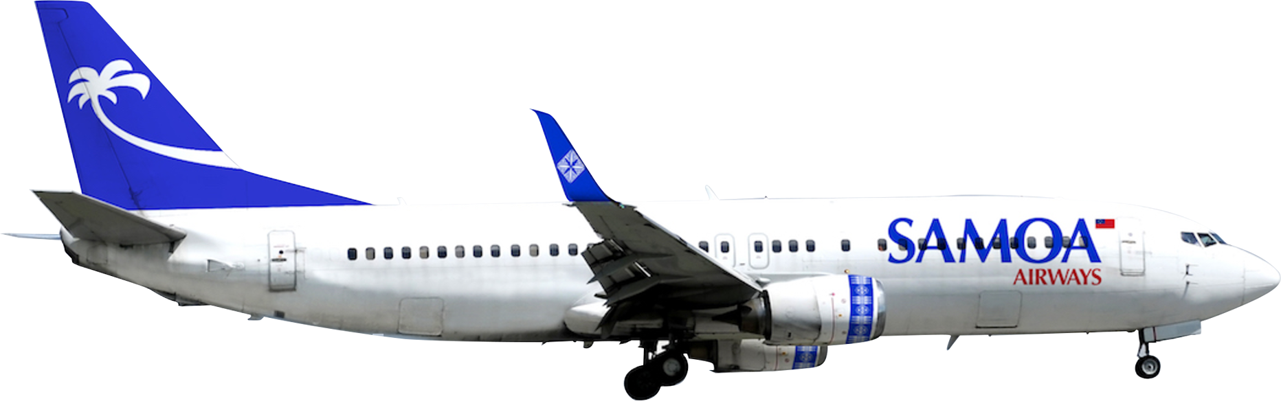 While The Designs Use The Blue, Red And White Of The - Samoa Airways (1864x584), Png Download
