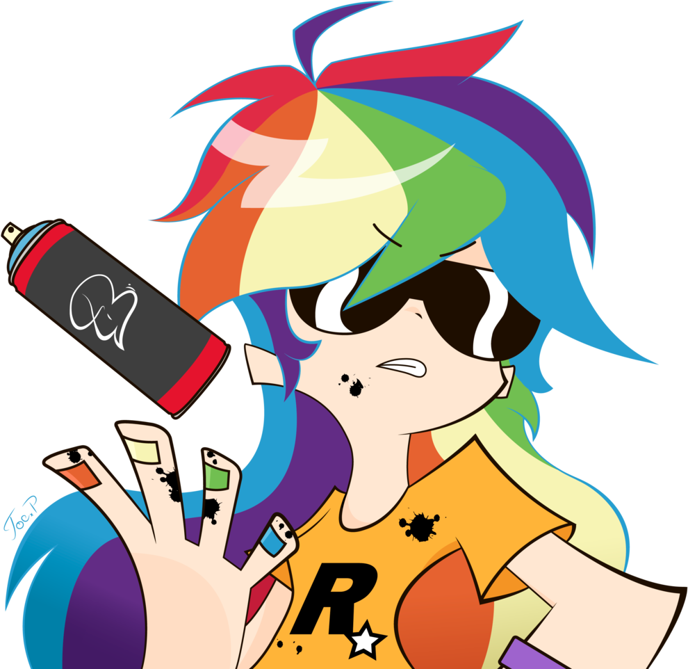 Joemasterpencil, Human, Humanized, Panty And Stocking - Panty And Stocking Rainbow Dash (1013x1024), Png Download