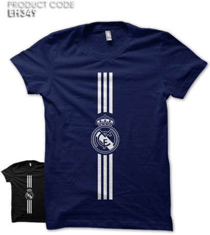 Real Madrid Lines Half Sleeves Tshirt - T Shirt (444x480), Png Download