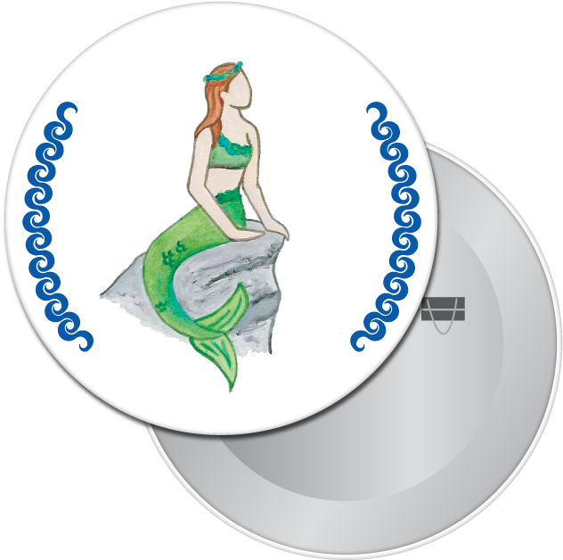Little Mermaid Button / Magnet - Cartoon (720x720), Png Download