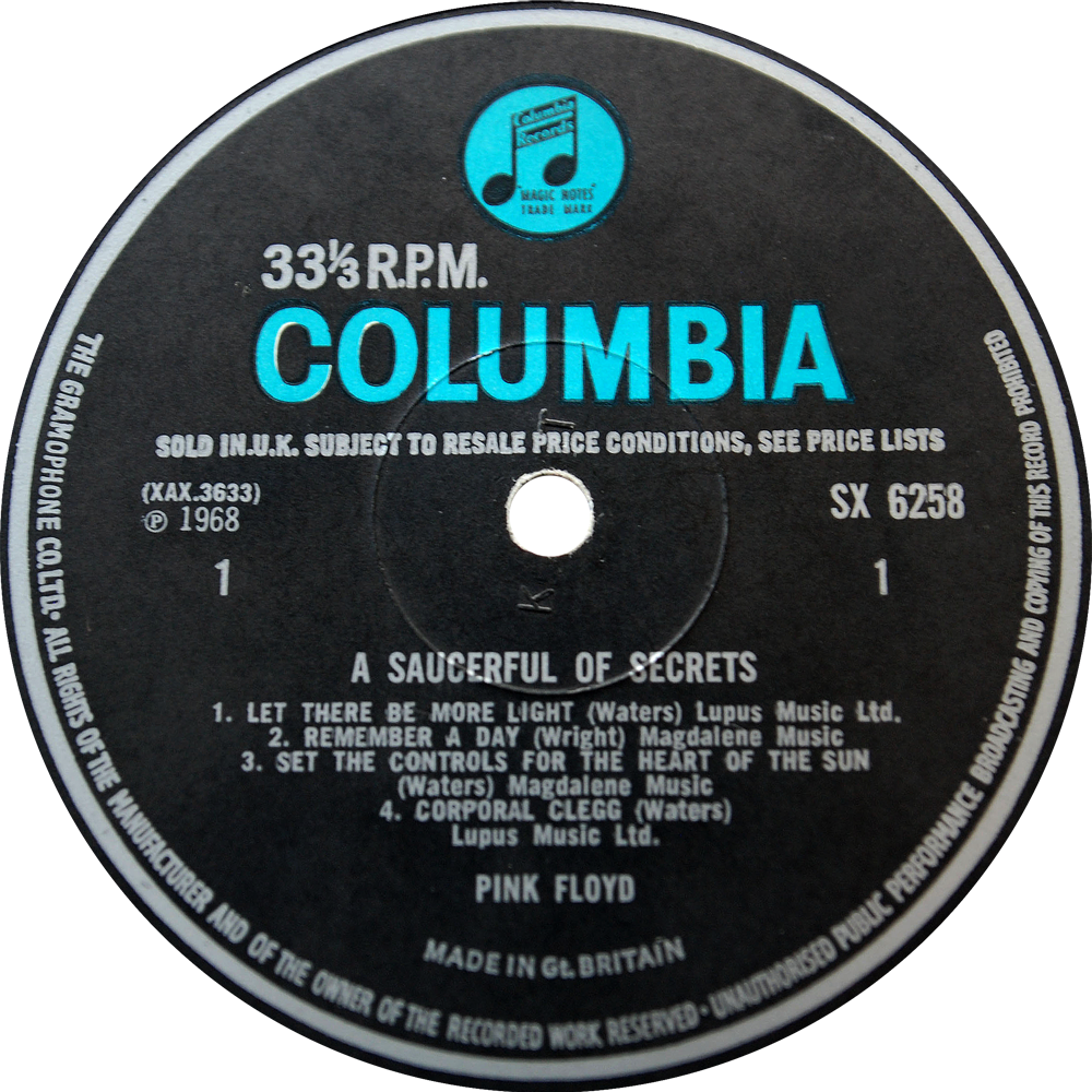 Sx 6258 Pink Floyd Saucerful Label - Louis Armstrong Records (1000x1000), Png Download