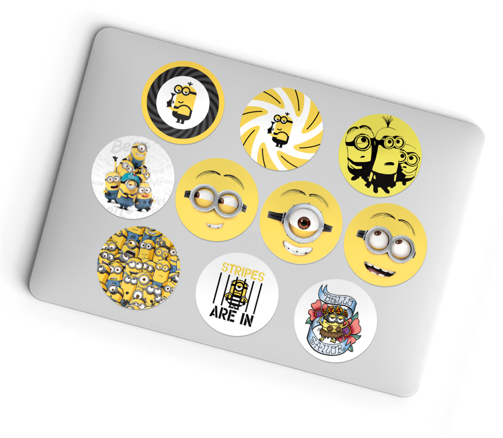10 Different Despicable Me/minions Glueless Laptop - Laptop Stickers (1024x1024), Png Download
