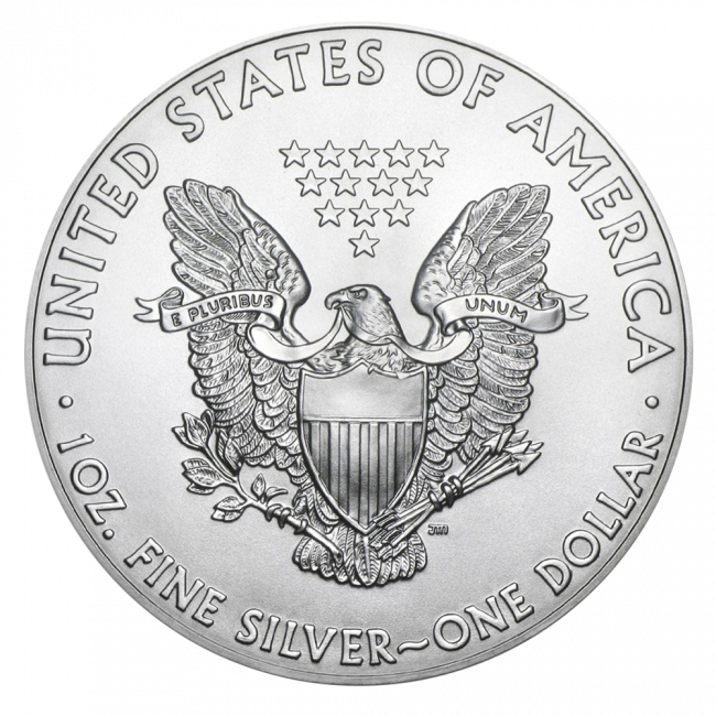 1 Oz American Eagle Silver Coin Front - American Silver Eagle (650x650), Png Download
