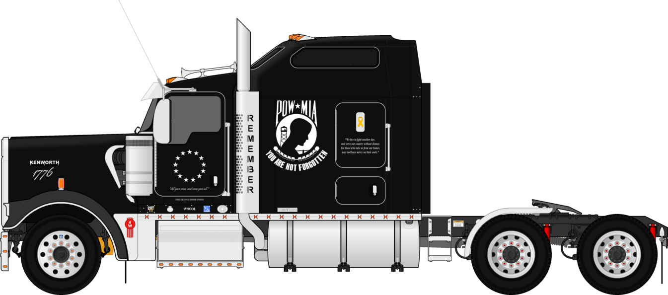 Kenworth W900l Pow - Kenworth W900 (1345x594), Png Download