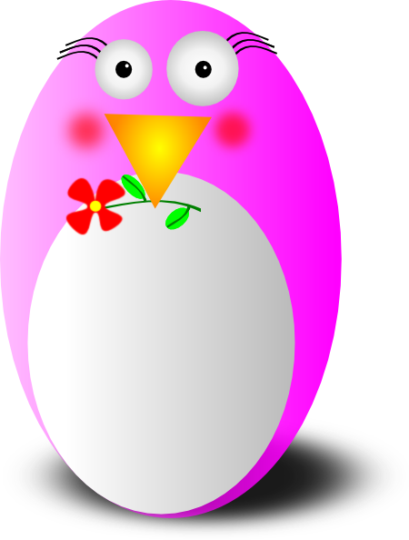 Pink Penguin Svg Clip Arts 450 X 594 Px (450x594), Png Download