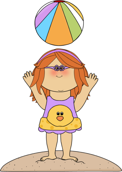 Girl Tossing Beach Ball - Girl With Beach Ball Clipart (390x550), Png Download