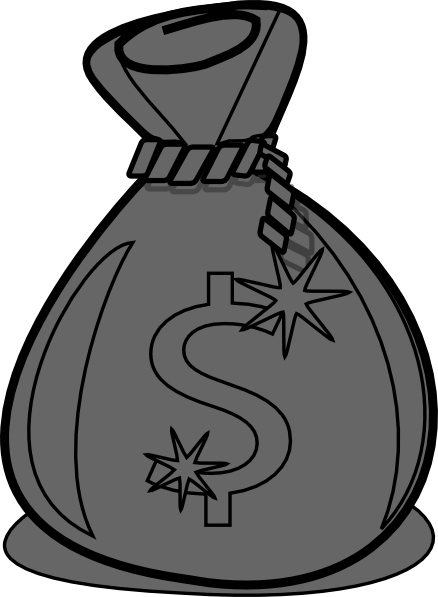 Money Bag Grey Clip Art - Money Bag Clip Art (438x597), Png Download