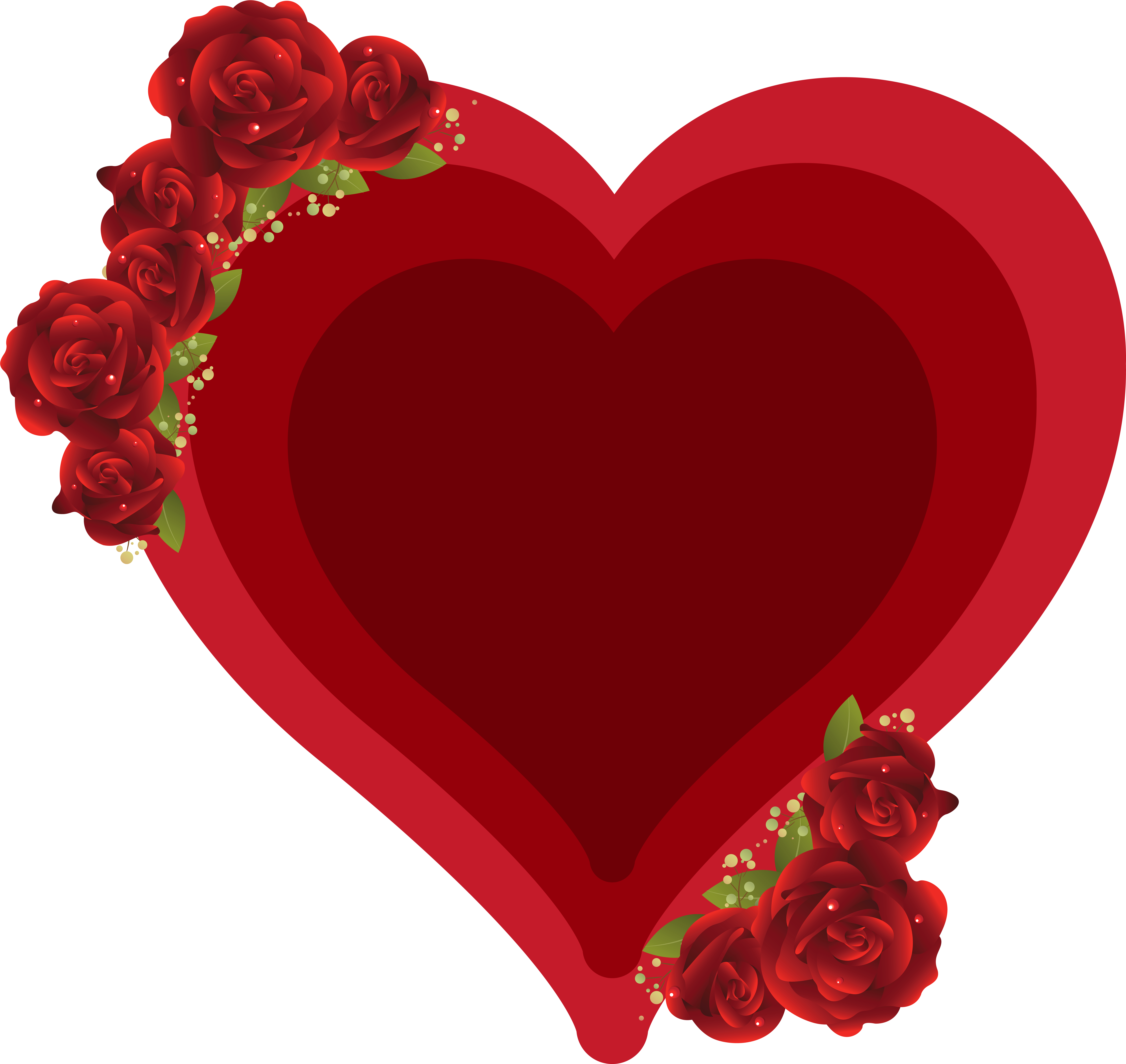 Deco Heart With Roses Png Clipart Picture (7559x7175), Png Download