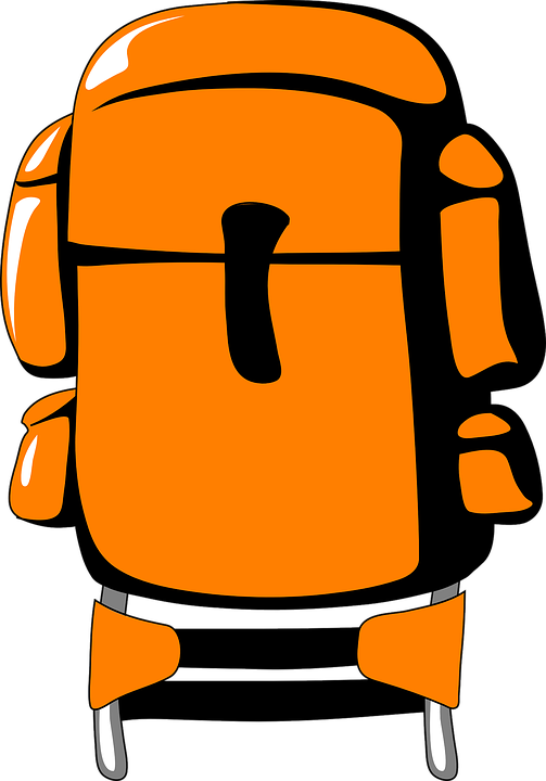 Orange Backpack Clipart (503x720), Png Download